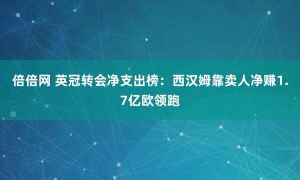倍倍网 英冠转会净支出榜：西汉姆靠卖人净赚1.7亿欧领跑